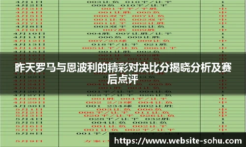 昨天罗马与恩波利的精彩对决比分揭晓分析及赛后点评